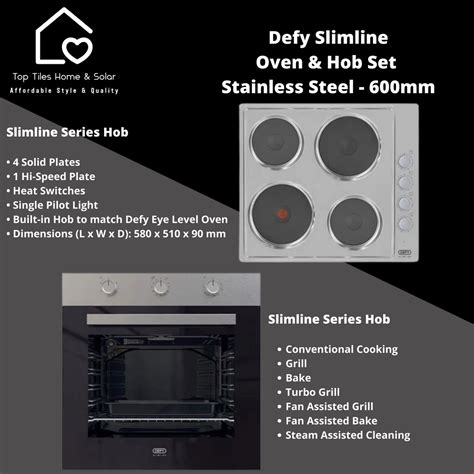 defy 600mm slimline oven and hob box set stainless steel|defy 600se eye level oven.